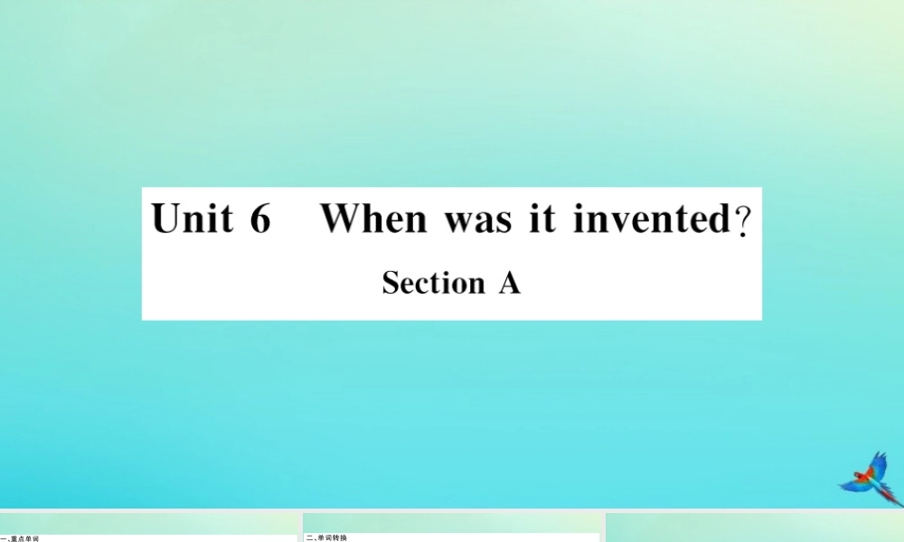 (河南专版)九年级英语全册 Unit 6 When was it invented Section A习题课件 (新版)人教新目标版 课件