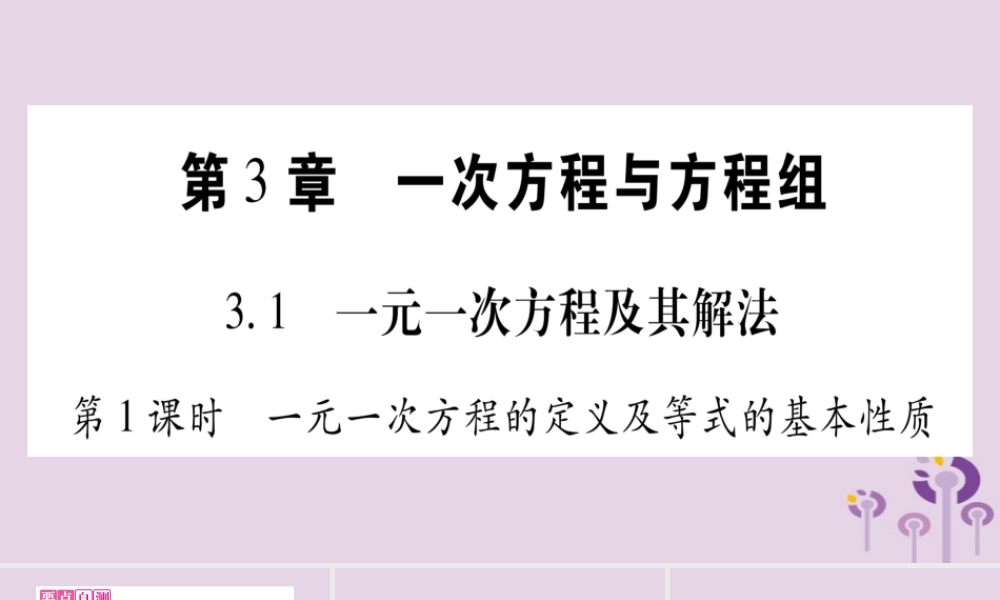 七年级数学上册 第3章 一次方程与方程组 3.1 一元一次方程及其解法 第1课时 一元一次方程的定义及等式的基本性质课件 (新版)沪科版 课件