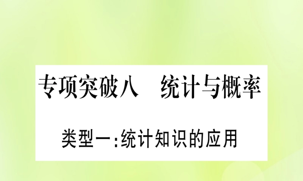 (湖北专用版)版中考数学总复习 第二轮 专项突破8 统计与概率 类型1 统计知识的应用实用课件