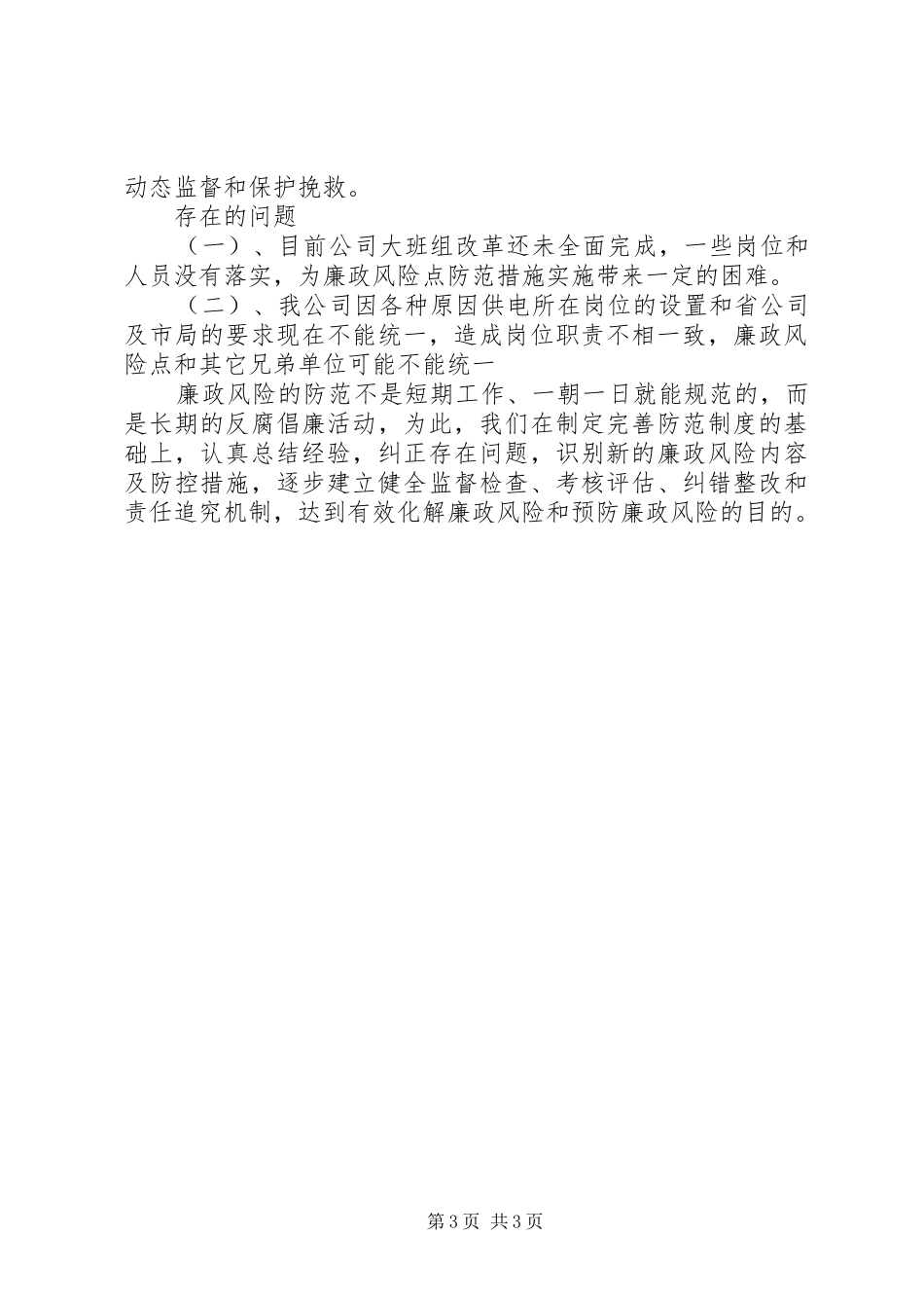 廉政风险点防范措施工作总结_第3页