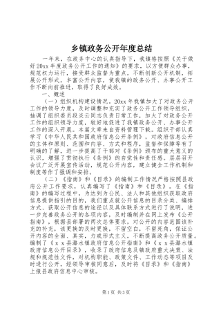 乡镇政务公开年度总结