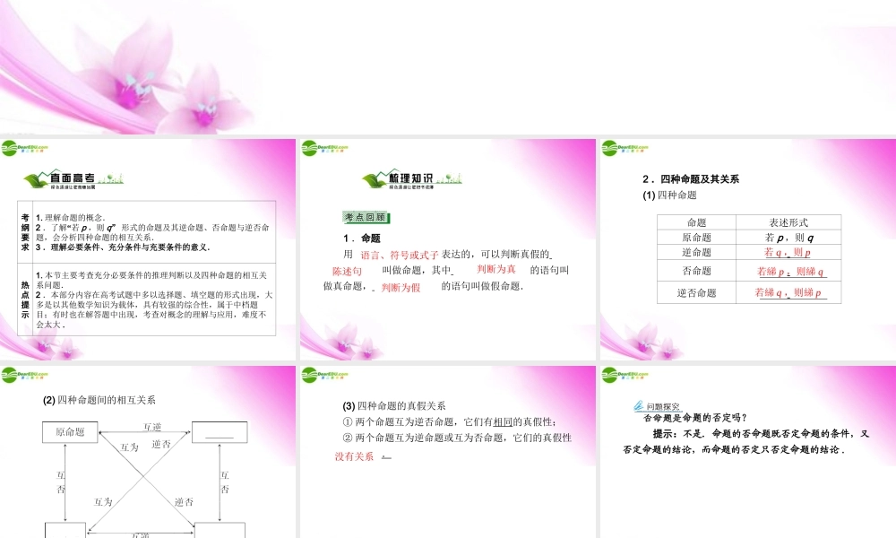 2命题及其关系 充分条件与必要条件课件 新人教A版 课件