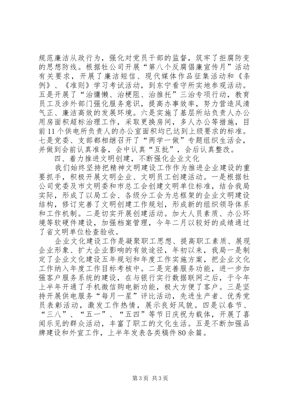 电业局上半年党建工作总结_第3页