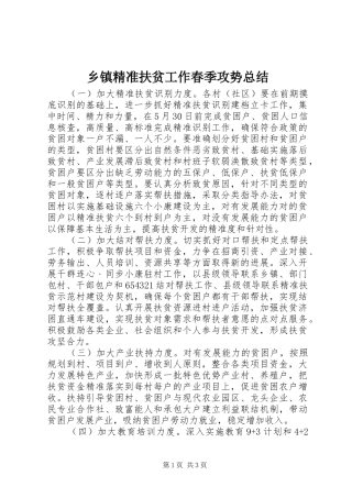 乡镇精准扶贫工作春季攻势总结
