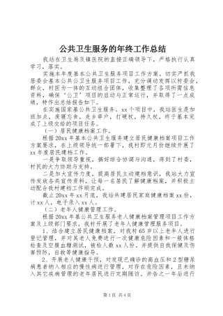 公共卫生服务的年终工作总结