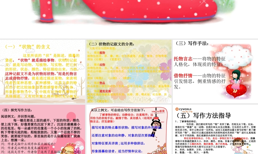 中考语文作文辅导课件 状物作文 课件