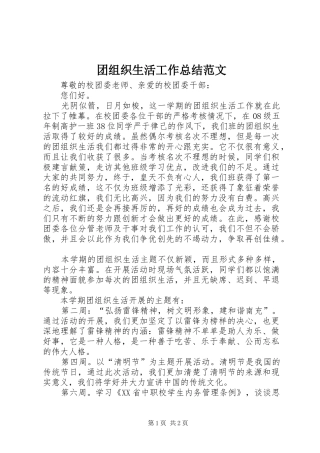 团组织生活工作总结范文