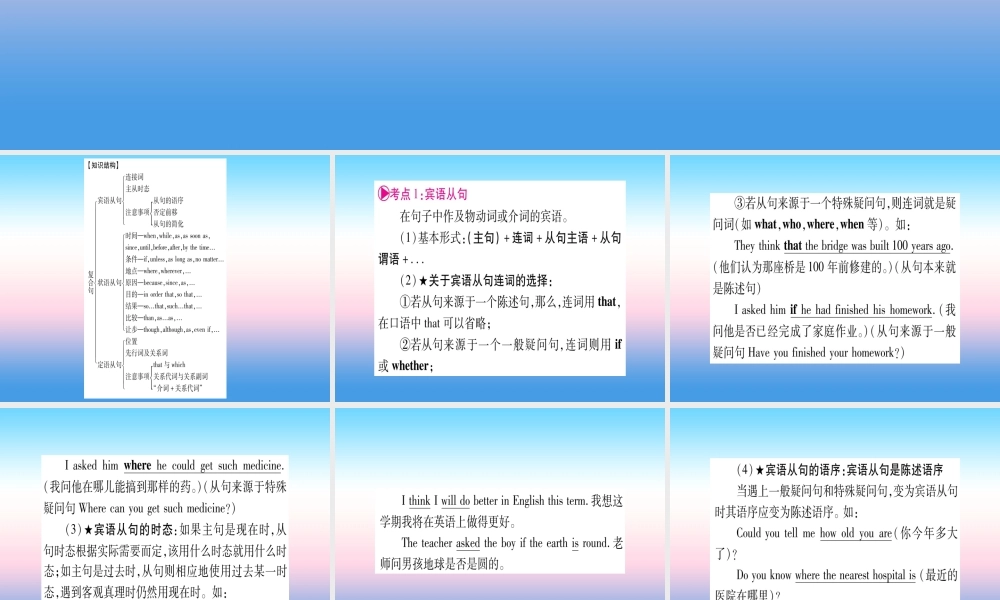 中考英语准点备考 专题精讲十 复合句课件
