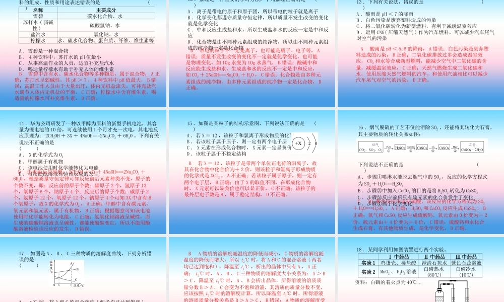 (潍坊专版)中考化学总复习 第三部分 模拟检测 冲刺中考 综合检测卷(二)课件 新人教版 课件