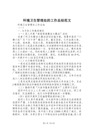 环境卫生管理处的工作总结范文