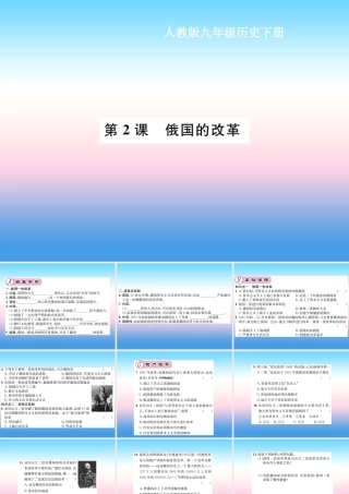 九年级历史下册 第1单元 殖民地人民的反抗与资本主义制度的扩展 第2课 俄国的改革作业课件 新人教版 课件