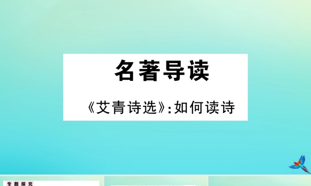 (黄冈专版)九年级语文上册 第一单元 名著导读(艾青诗选)作业课件 新人教版 课件
