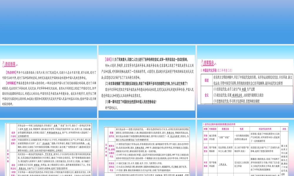 (甘肃专用)中考历史总复习 第二篇 知能综合提升 专题二 中国近代化的探索课件