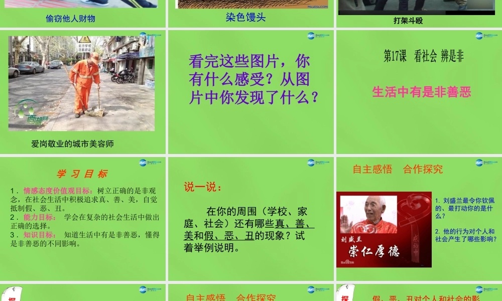 七年级政治下册 第8单元 第17课 生活中有是非善恶课件 鲁教版 课件