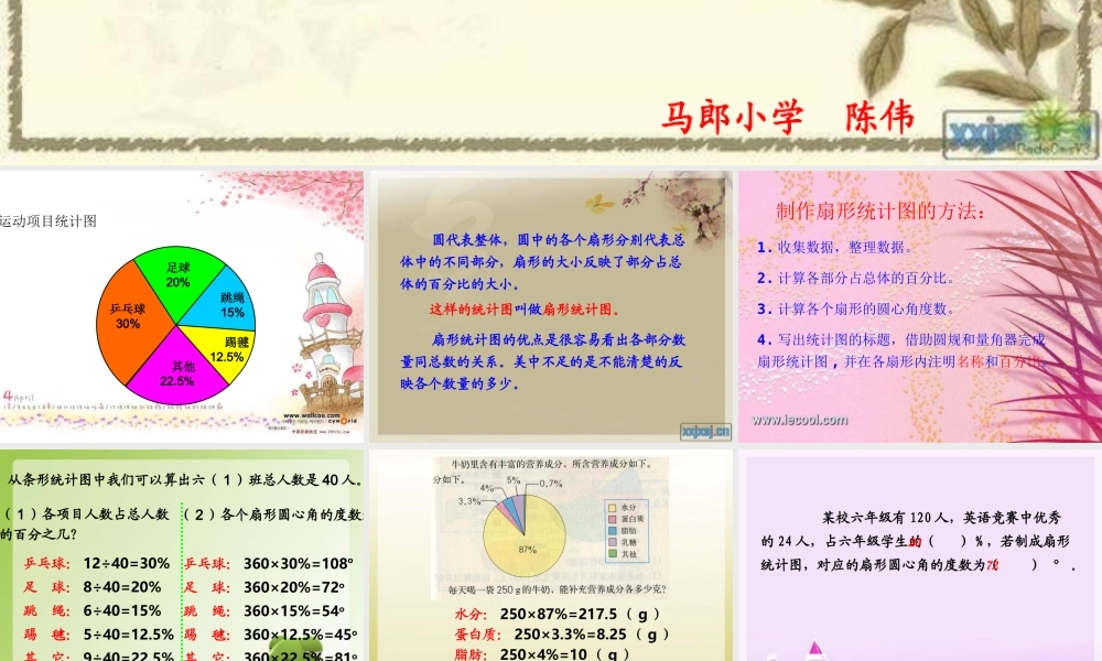 人教版六年级数学上册第八单元第五课时_扇形统计图