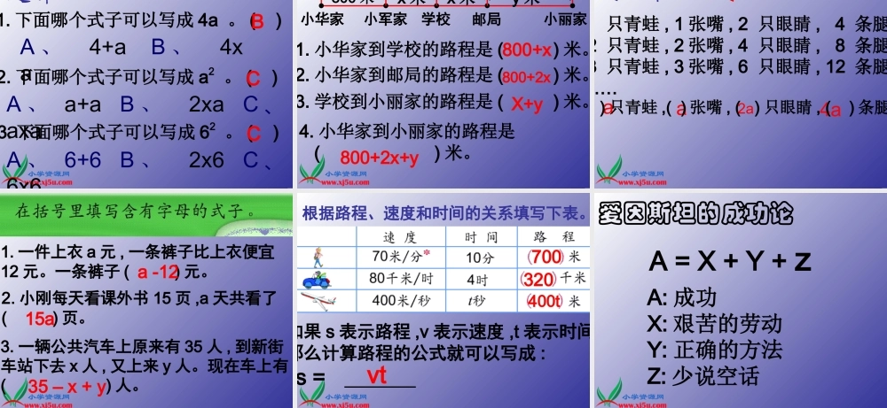 (苏教版)四年级数学下册课件_用字母表示数