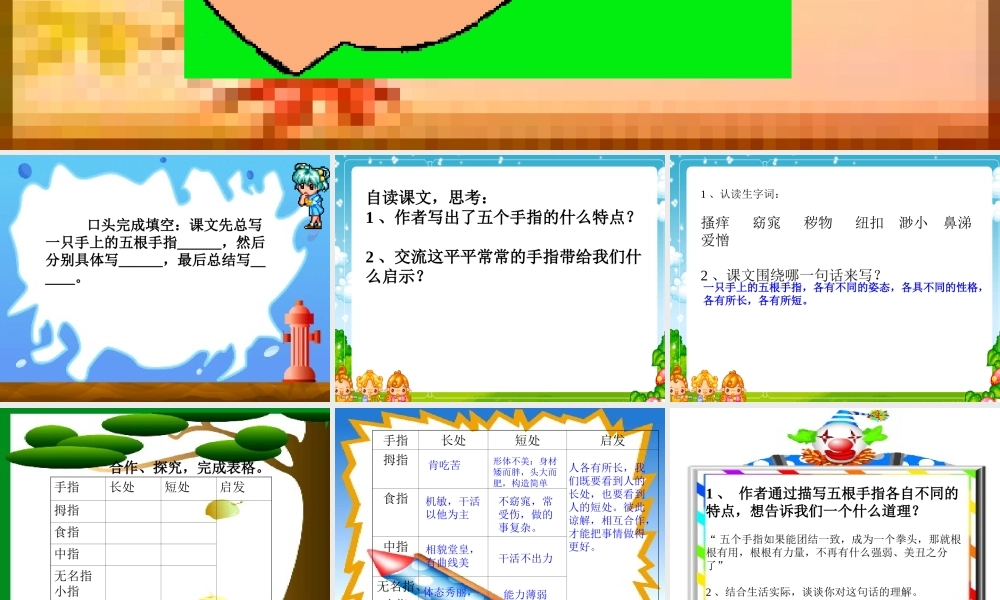 手指课件一(PPT)