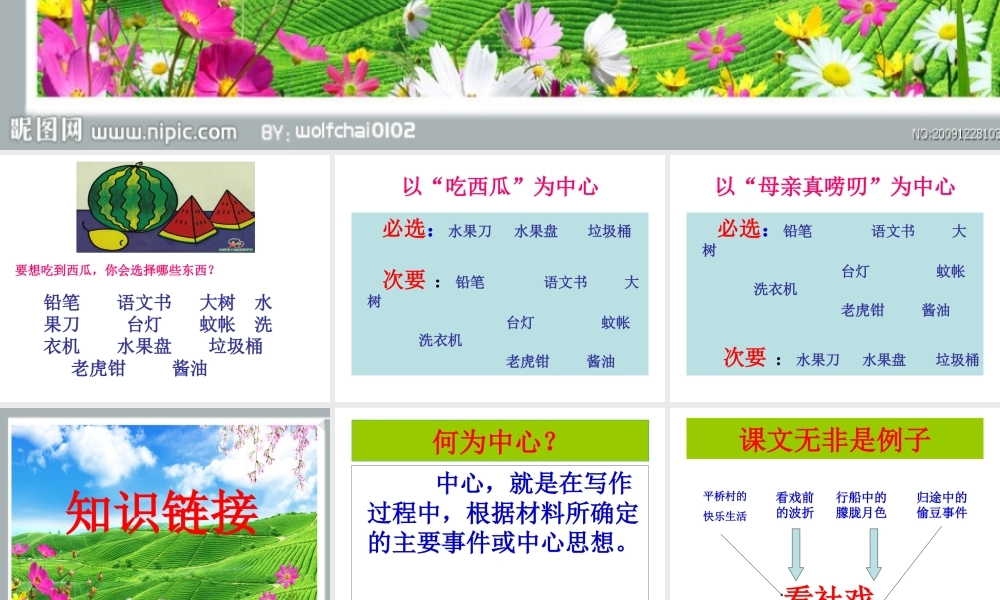 围绕中心选材的作文指导