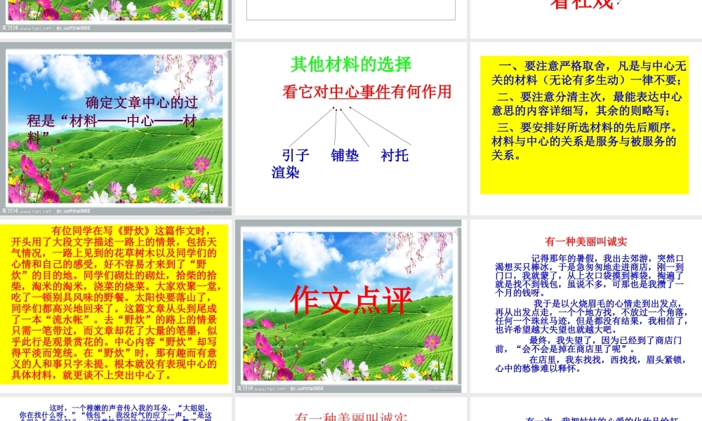 围绕中心选材的作文指导