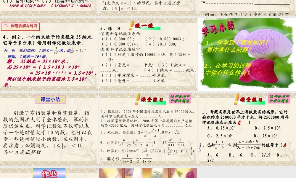 零指数幂与负整指数幂科学记数法课件华师版八下