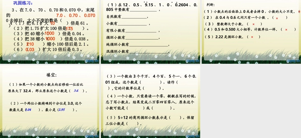 人教版六年级数学下册第六单元第二课时_数和代数—小数