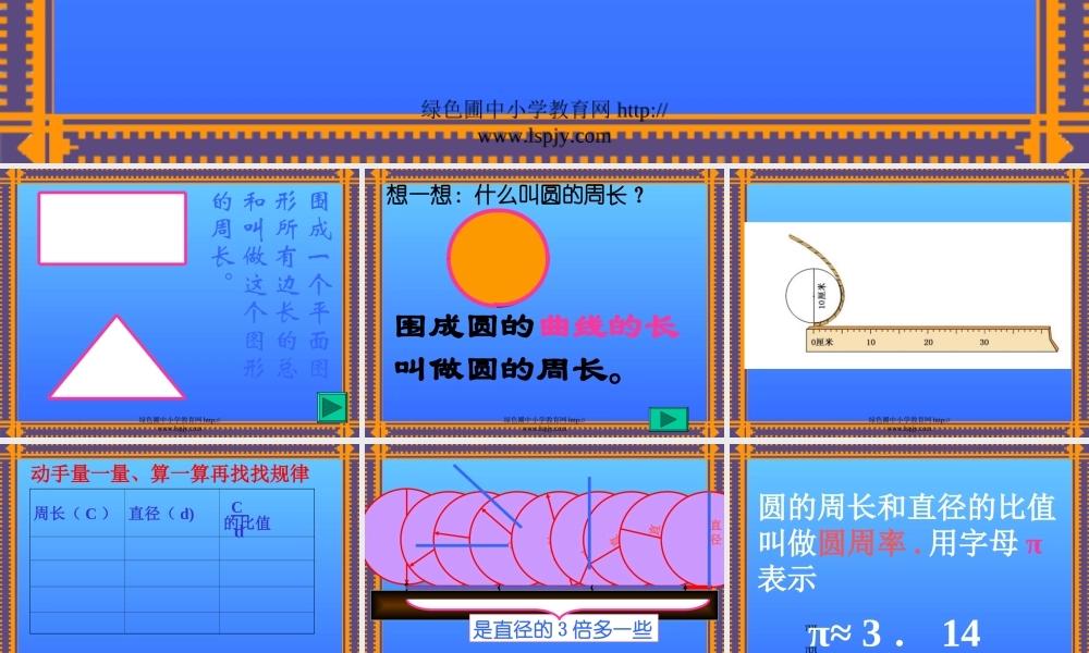 北师大版六年级上学期数学圆的周长教学PPT课件2