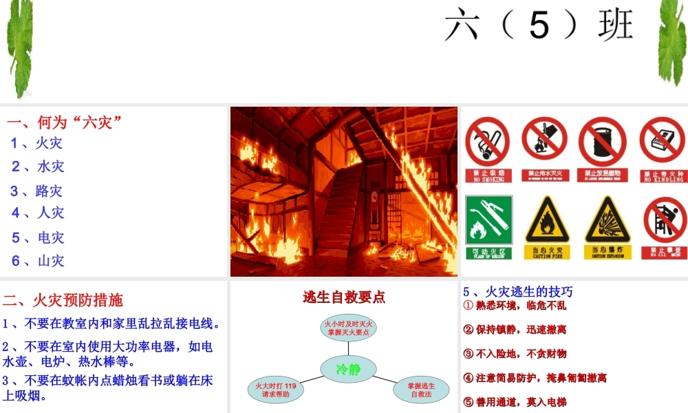 六（5）班“防六”灾主题班会