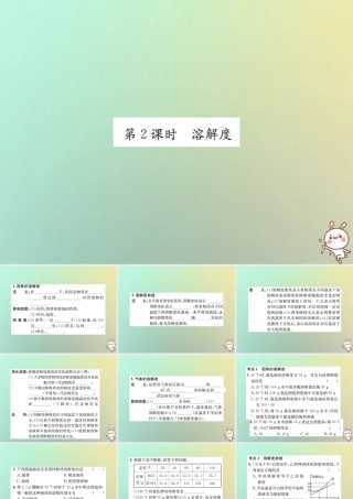 九年级化学下册 第九单元 溶液 课题2 溶解度 第2课时 溶解度习题课件 (新版)新人教版 课件