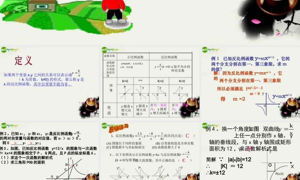 七年级数学 反比 例函数的图象和性质 人教新课标版 课件