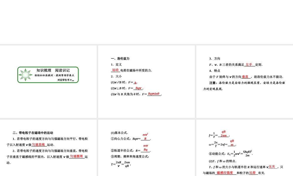 高三复习：82　磁场对运动电荷的作用