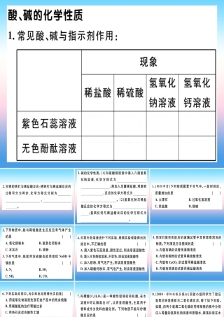 九年级化学下册 第十单元 酸和碱 实验活动6 酸、碱的化学性质习题课件 新人教版 课件