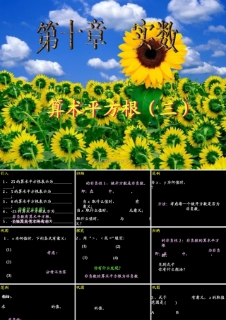 10.1.1 算术平方根(3) 广东省七年级数学下学期(第十章 实数)全套课件