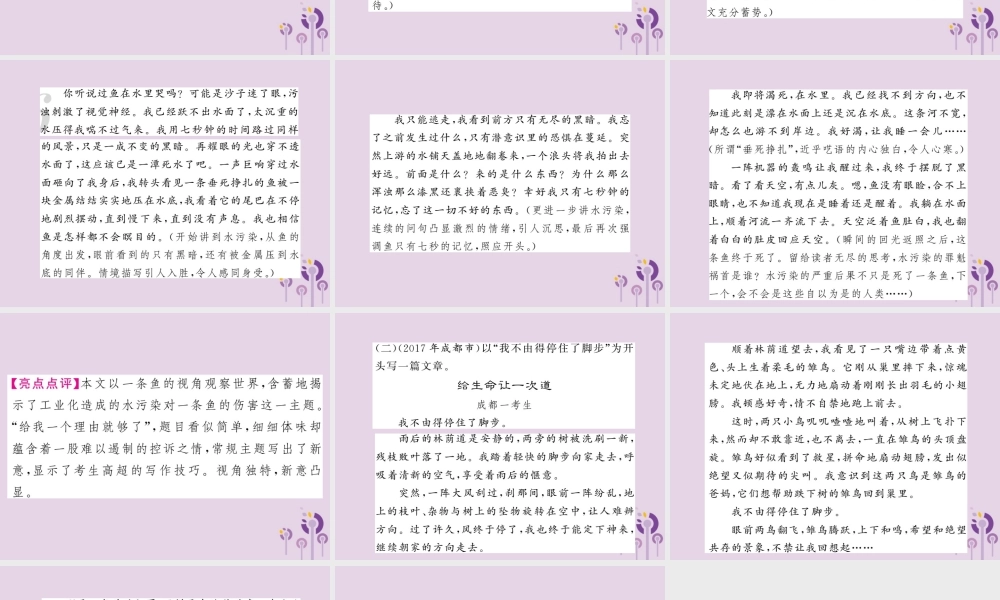 中考语文复习 第二轮 专题突破 第五部分 写作训练 第二讲 提炼新颖的立意课件 新人教版 课件