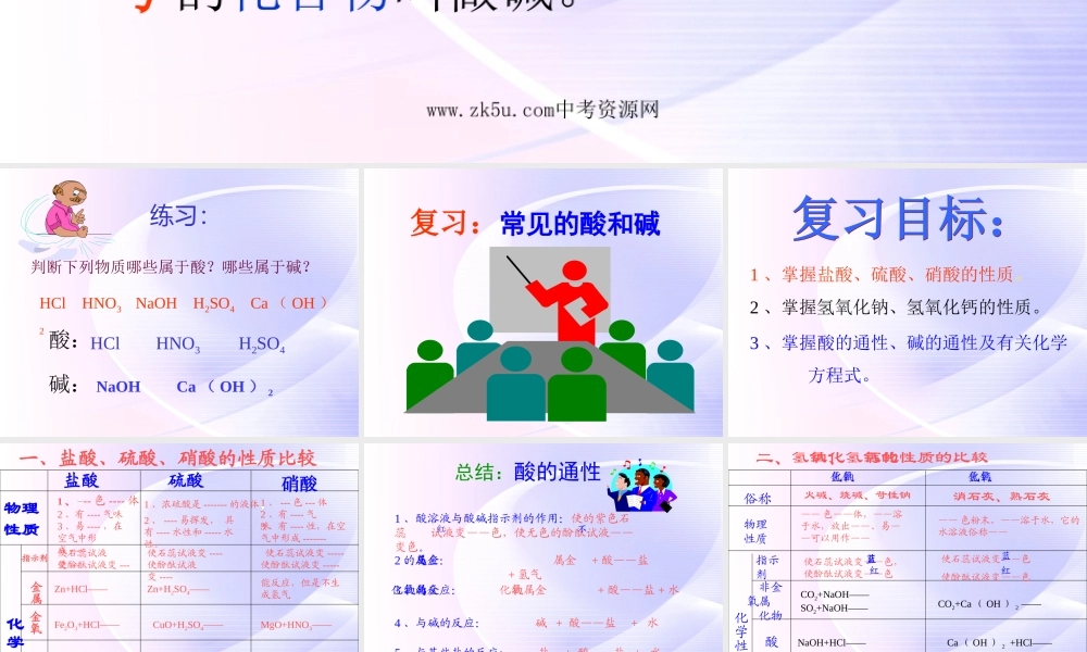 九年级化学 第五单元(常见的酸和碱)课件 鲁教版 课件