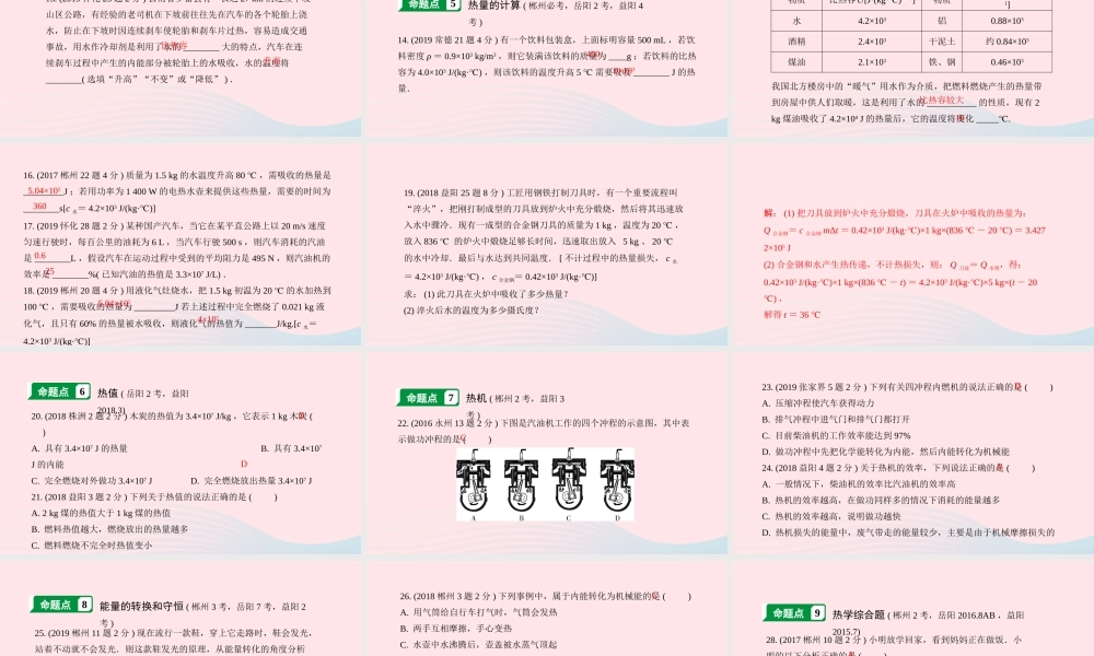 中考物理一轮复习 专题三 内能 内能的利用课件