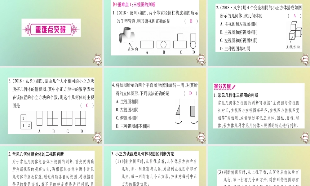 中考数学精选准点备考复习 第一轮 考点系统复习 第7章 图形与变换 第2节 投影与视图课件 新人教版 课件