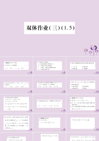 七年级数学上册 双休作业(三)课件 (新版)沪科版 课件