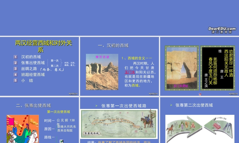 七年级历史上册第15课汉通西域和丝绸之路课件 人教版 课件