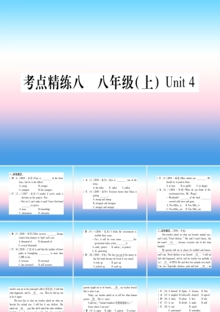 中考英语准点备考 第一部分 教材系统复习 考点精练八 八上 Unit 4课件