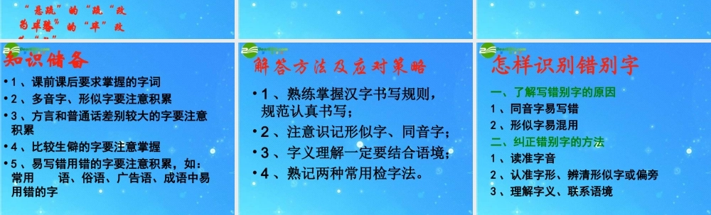 中考语文复习专题 汉字 课件