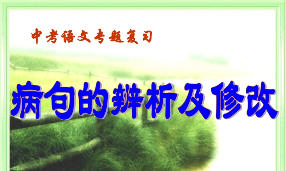 中考语文病句修改专题复习课件