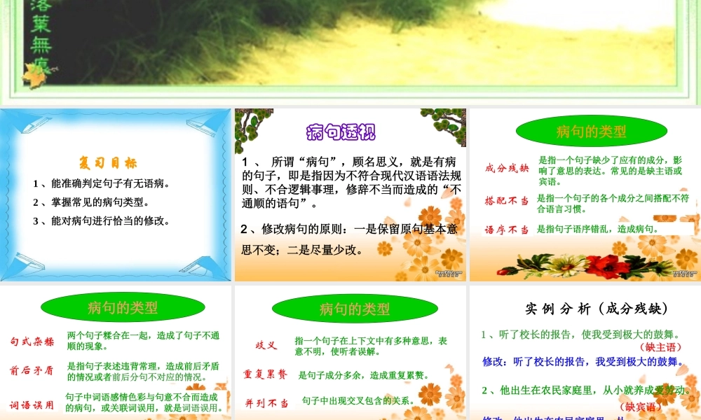 中考语文病句修改专题复习课件