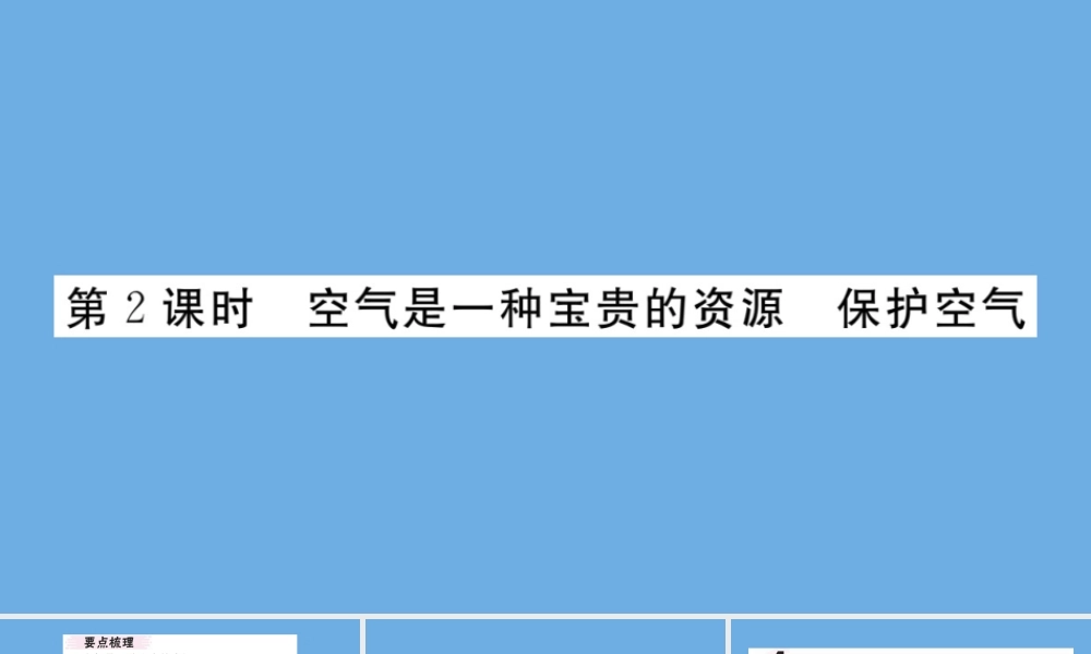 九年级化学上册 第二单元 我们周围的空气 课题1 空气 第2课时 空气是一种宝贵的资源 保护空气习题讲评课件 (新版)新人教版 课件