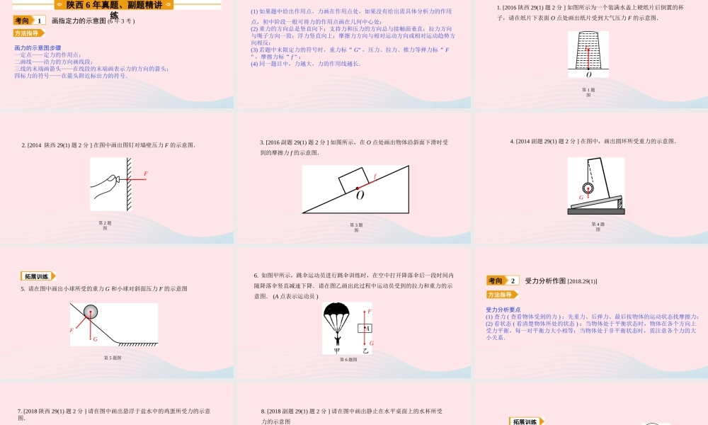 中考物理一轮复习 基础考点一遍过 第八章 力 第九章 力与运动 命题点3 力的示意图课件