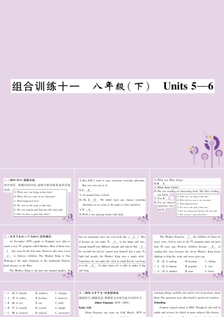 (贵阳专版)中考英语总复习 第1部分 教材知识梳理篇 组合训练11 八下 Units 5 6(精练)课件