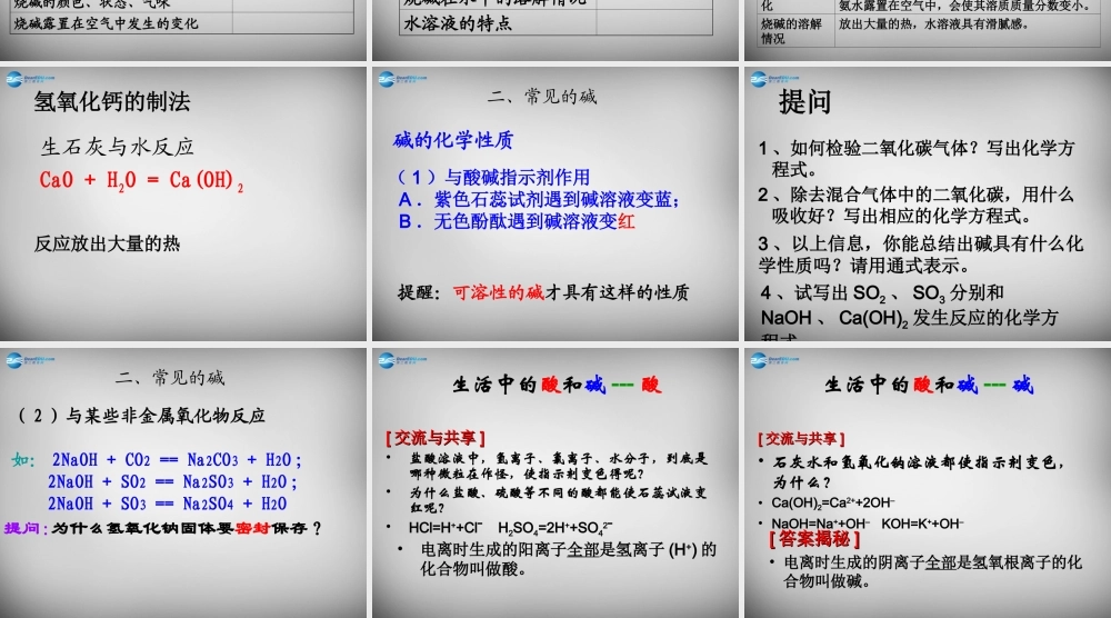 九年级化学下册 第10单元 课题1 常见的酸和碱课件2 (新版)新人教版 课件