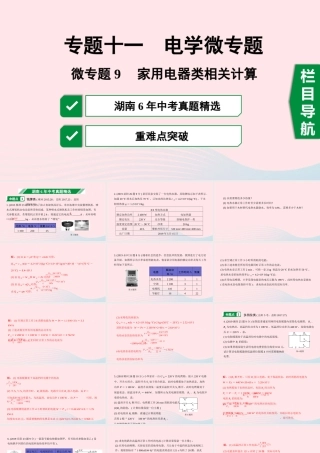 中考物理一轮复习 专题十一 电学微专题 微专题9 家用电器类相关计算课件