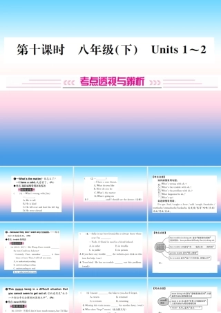 中考英语总复习 第一部分 教材同步复习篇 第十课时 八下 Units 1 2习题课件