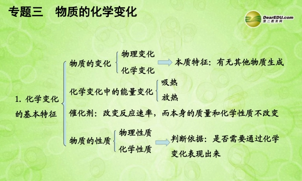 (湖南专用)中考化学总复习 第二部分 专题三 物质的化学变化课件(考点清单+13年中考试题) 课件-2