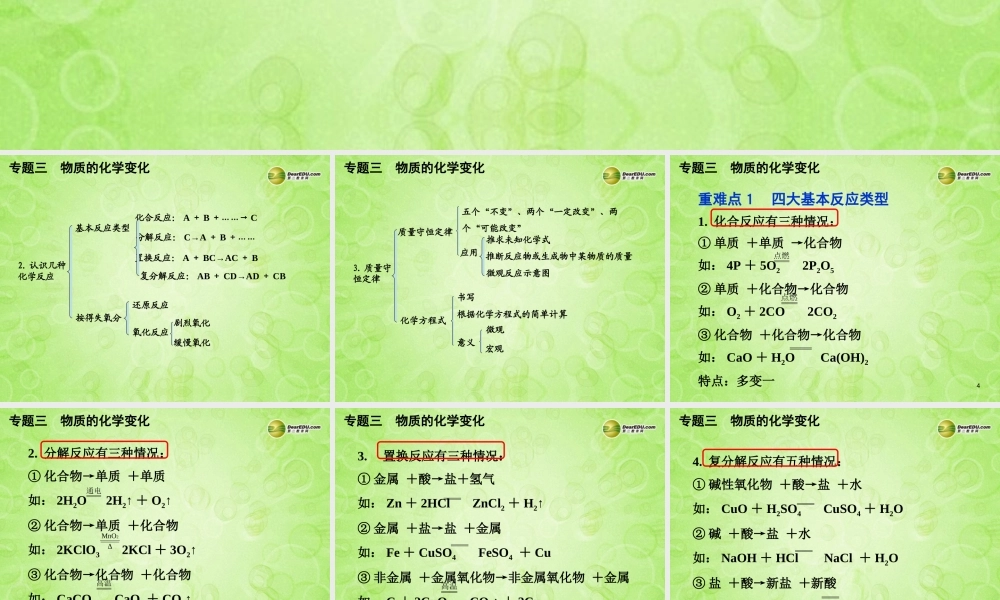 (湖南专用)中考化学总复习 第二部分 专题三 物质的化学变化课件(考点清单+13年中考试题) 课件-2